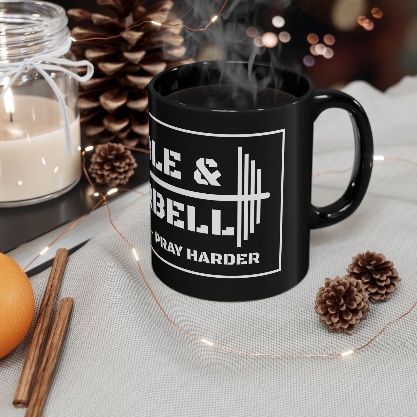 Bible & Barbell Black and White Coffee Mug