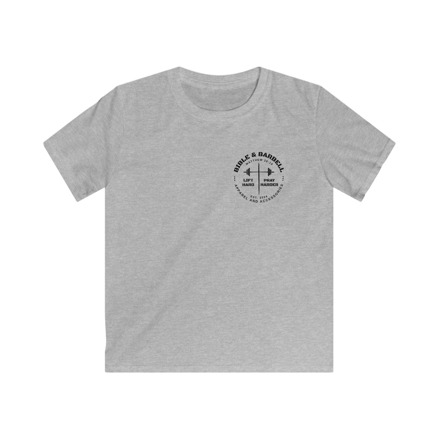 Kids Fitness Tee, Inspirational T-Shirt, Gym Kids Apparel, Motivational Youth Shirt, Great for Active Kids, Bible and Barbell Shirt