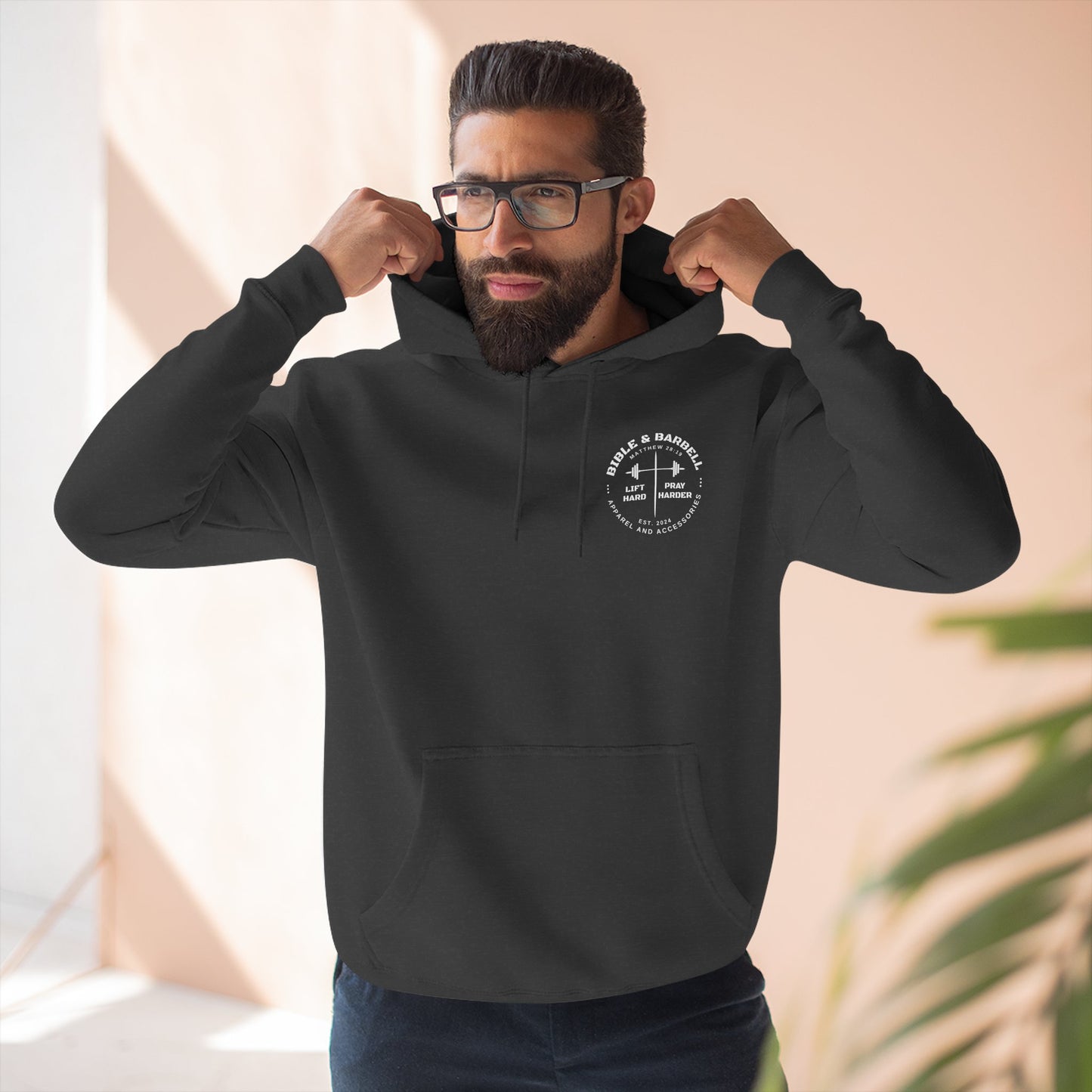 Bible & Barbell Logo Fleece Hoodie | Fitness Gift | Gym Apparel | Christian Hoodie | Workout Wear