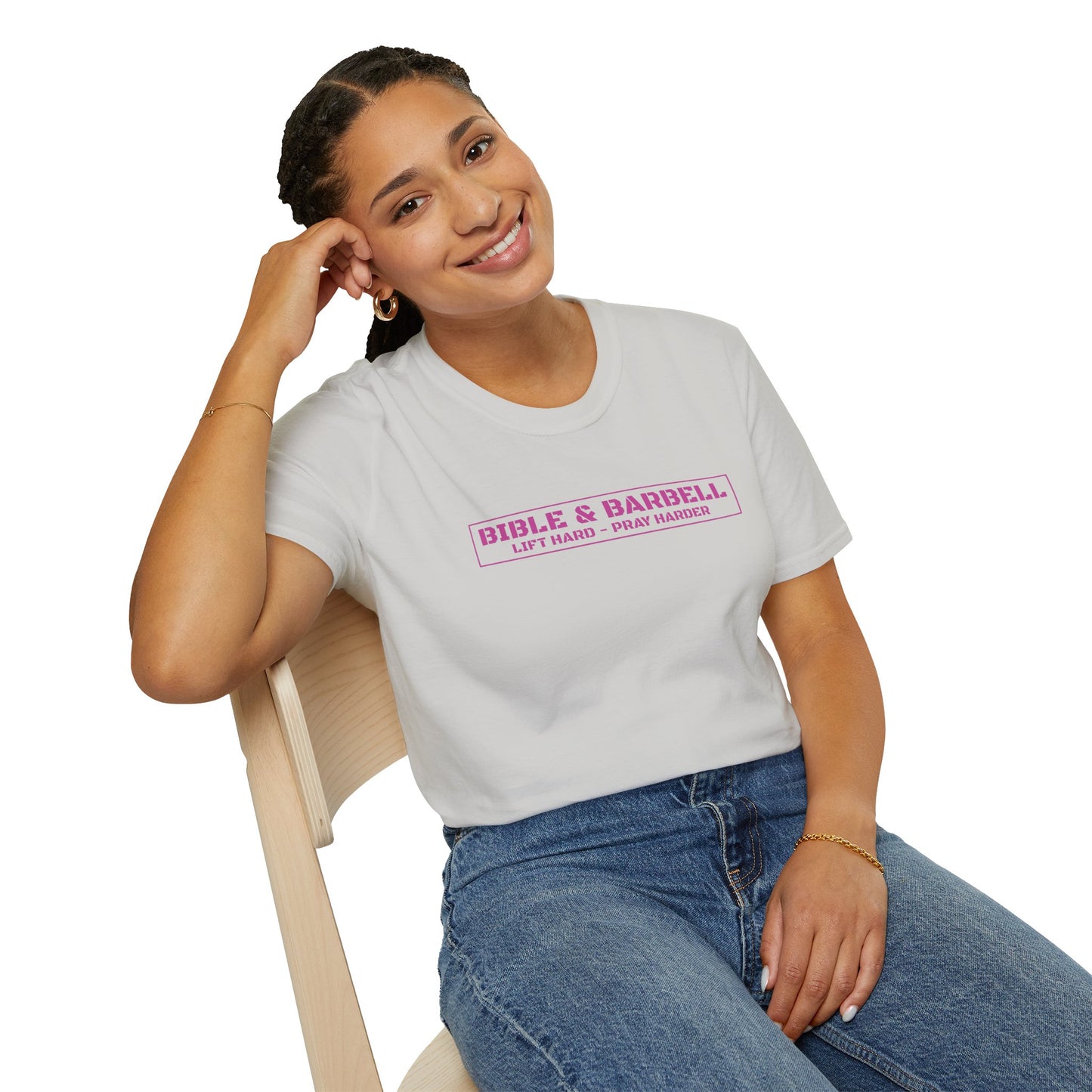 Bible & Barbell Pink Boxed Logo T-Shirt
