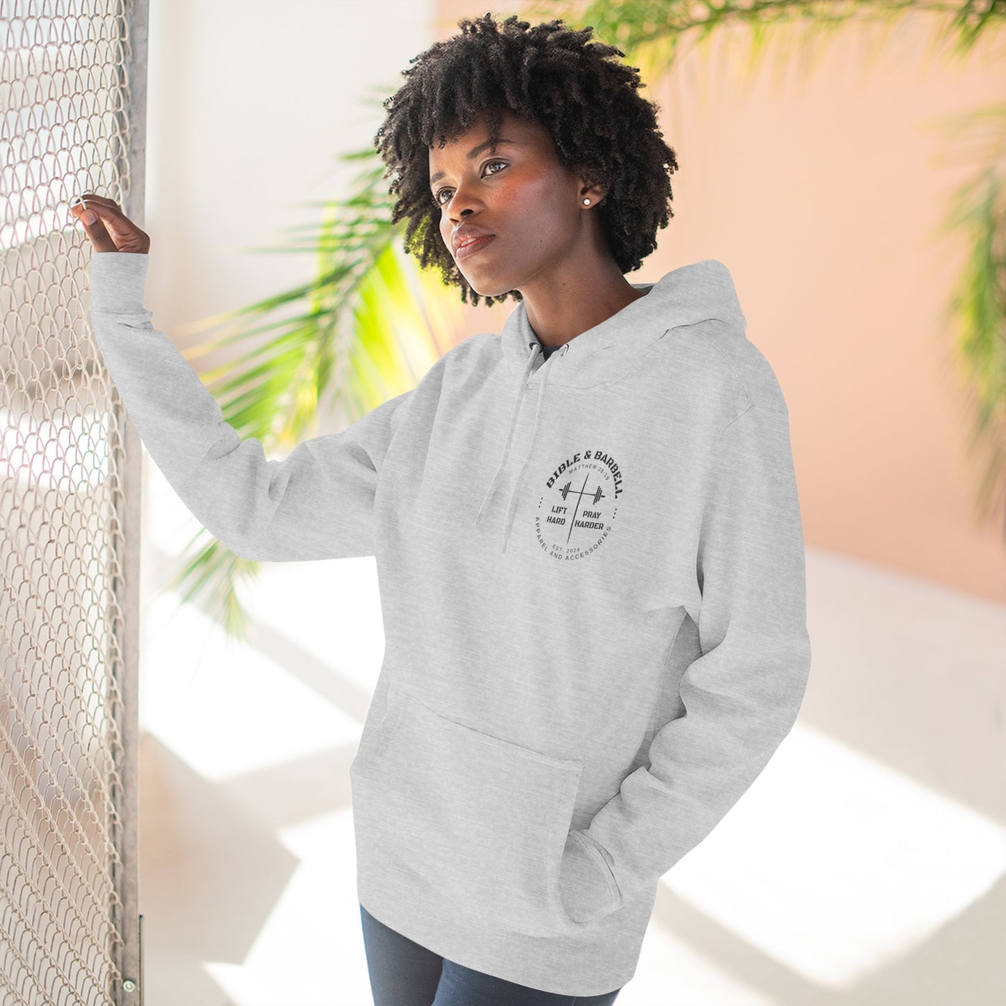 Bible & Barbell Logo Fleece Hoodie | Fitness Gift | Gym Apparel | Christian Hoodie | Workout Wear