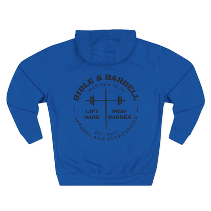 Bible & Barbell Logo Fleece Hoodie | Fitness Gift | Gym Apparel | Christian Hoodie | Workout Wear