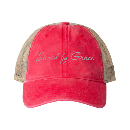 Saved by Grace Women's Washed Mesh-Back Cap