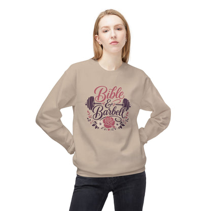 Bible & Barbell Crewneck Sweatshirt — Christian Fitness Floral Gym Pullover