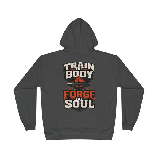 Train the Body Forge the Soul Hoodie — Bible & Barbell Fitness Pullover