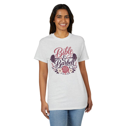 Women's Bible & Barbell Fitness T-Shirt — Christian Gym Workout Tee