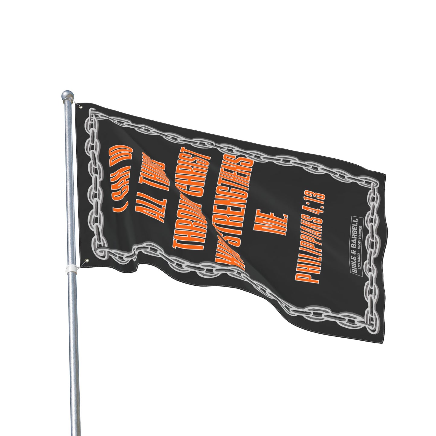 I Can Do All Things Through Christ - Philippians 4:13 - Orange Gym Flag