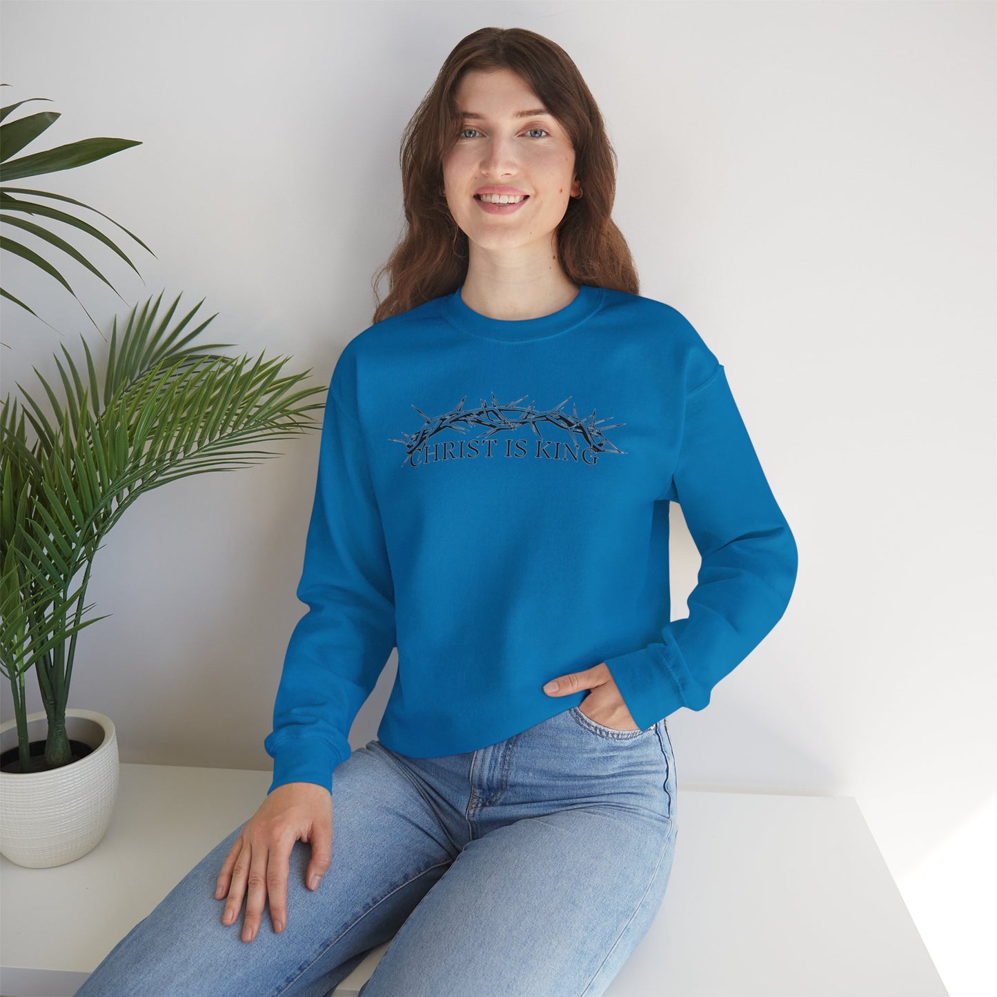 "Christ Is King" Crown of Thorns Christian Pullover Crewneck Sweatshirt