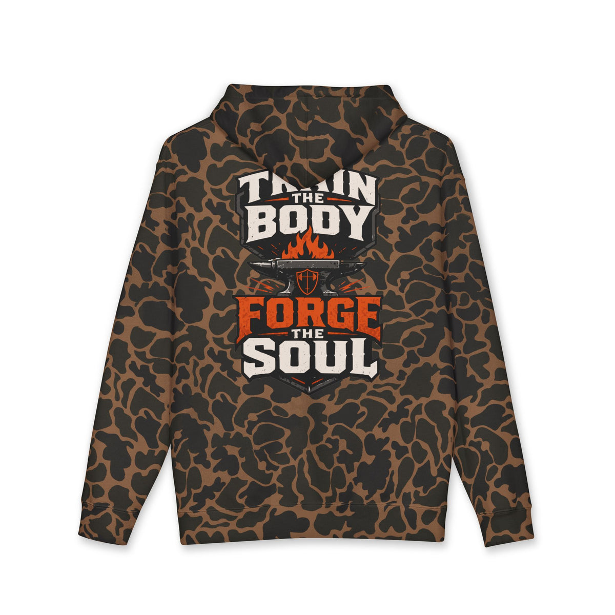 Train the Body - Forge the Soul Hoodie – Faith & Fitness Motivational Pullover