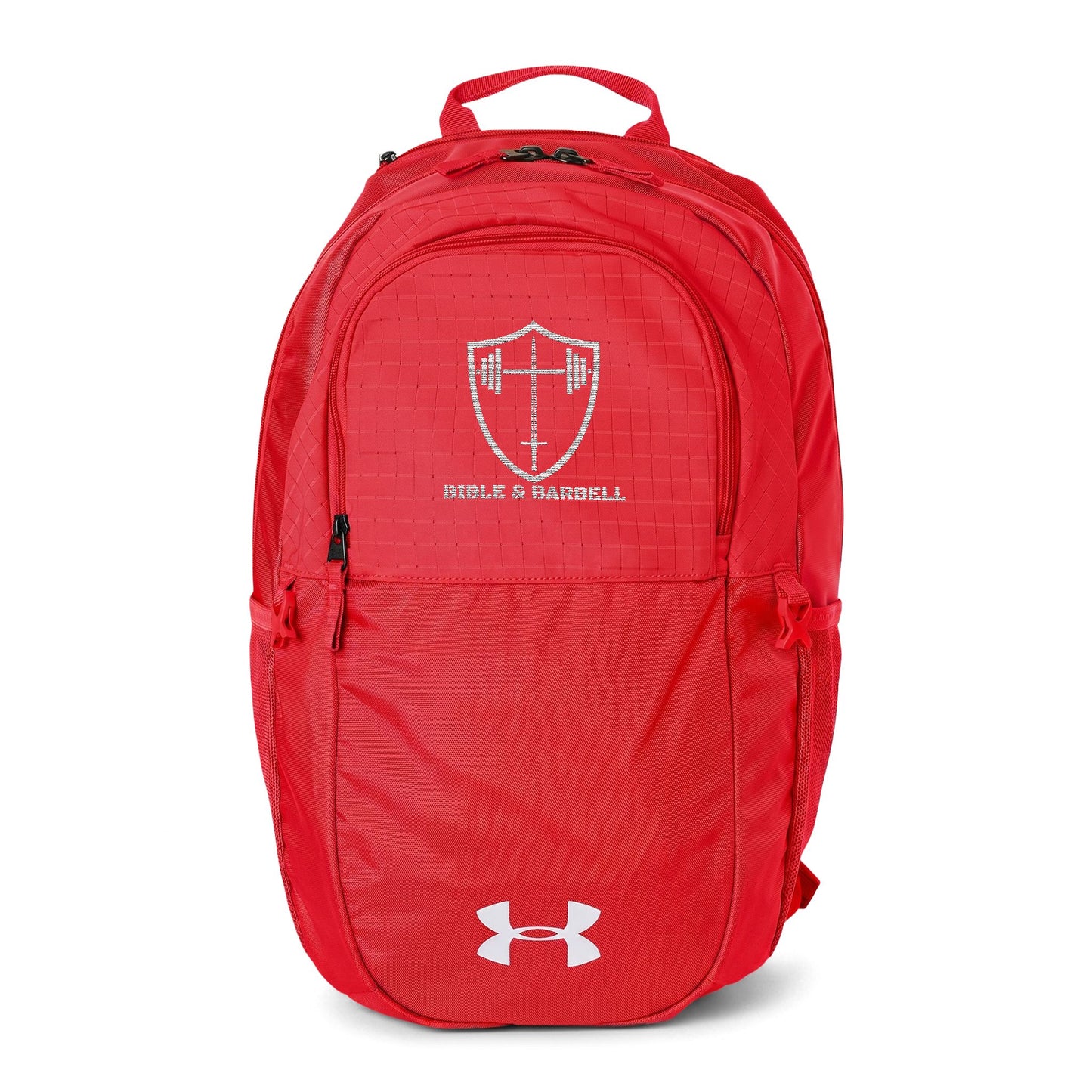 Bible & Barbell Embroidered Shield Logo Backpack — Under Armour All‑Sport Everyday Pack