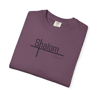 Garment-Dyed T-shirt with 'Shalom' Design - Casual Wear, Spiritual Apparel, Unisex Tee, Comfortable Everyday Shirt