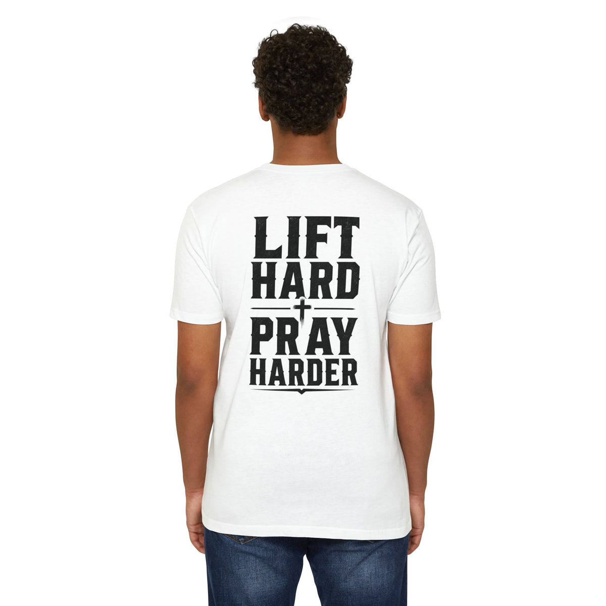 Bible & Barbell T-Shirt — "Lift Hard Pray Harder" Christian Gym Tee