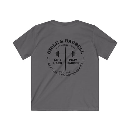 Kids Fitness Tee, Inspirational T-Shirt, Gym Kids Apparel, Motivational Youth Shirt, Great for Active Kids, Bible and Barbell Shirt