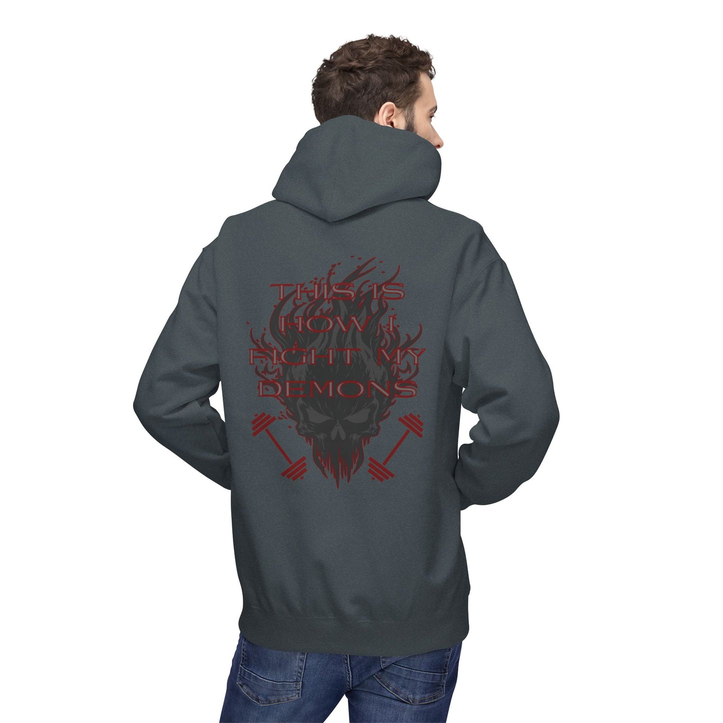 Bible & Barbell "This is how I Fight My Demons" Hoodie — Christian Gym Faith Workout Pullover