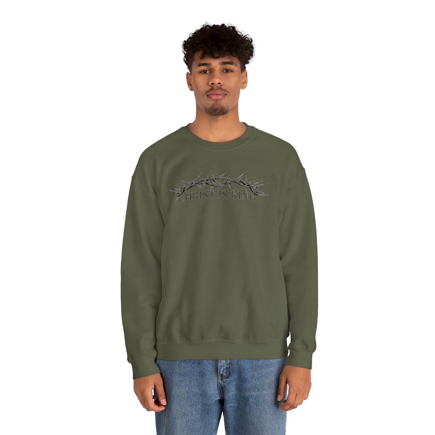 "Christ Is King" Crown of Thorns Christian Pullover Crewneck Sweatshirt