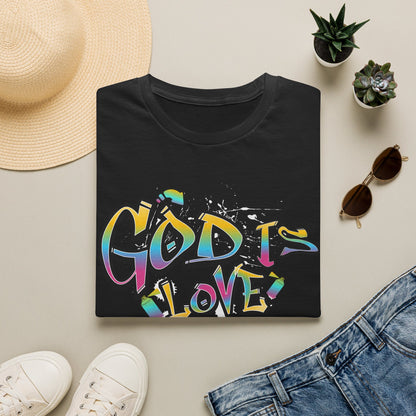 God Is Love T-Shirt — Colorful Graffiti Faith Tee