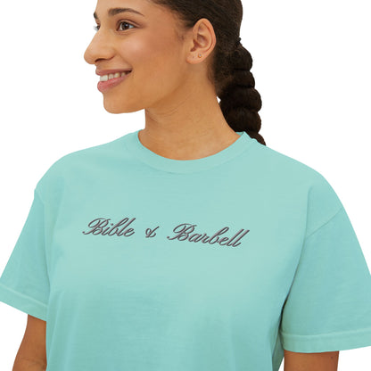 Remember, You Are: Bible & Barbell Women's Boxy Tee — Christian Cross Faith Graphic Shirt