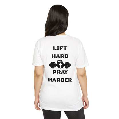 Christian Gym T-Shirt — "Lift Hard Pray Harder" Athletic Faith Tee