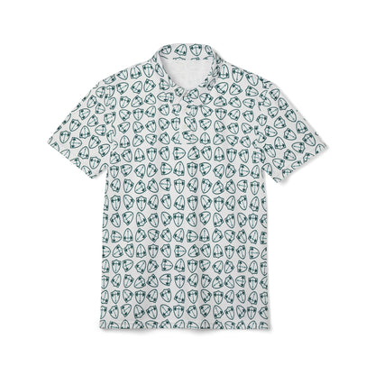 Bible & Barbell Teal Logo Pattern - Golf Ball Pattern Polo Shirt - All-Over Print Athletic Polo
