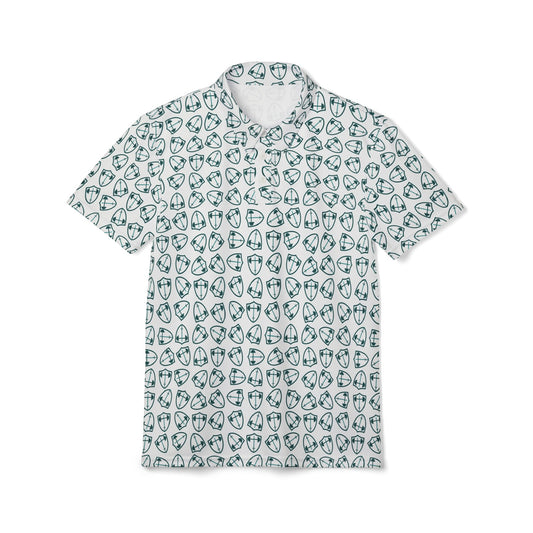Bible & Barbell Teal Logo Pattern - Golf Ball Pattern Polo Shirt - All-Over Print Athletic Polo