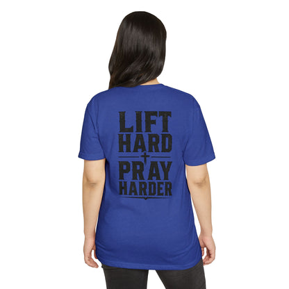 Bible & Barbell T-Shirt — "Lift Hard Pray Harder" Christian Gym Tee