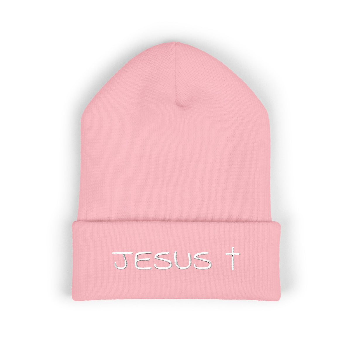 Jesus Embroidered Cuffed Beanie – Christian Faith Knit Hat