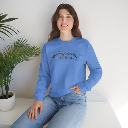 "Christ Is King" Crown of Thorns Christian Pullover Crewneck Sweatshirt