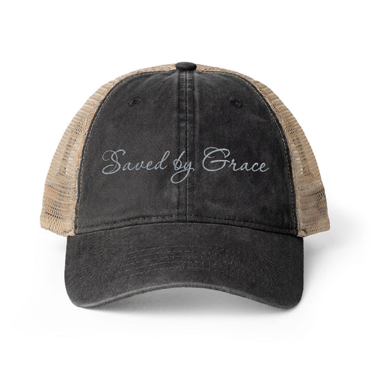 Saved by Grace Women's Washed Mesh-Back Cap