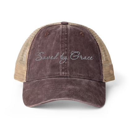 Saved by Grace Women's Washed Mesh-Back Cap