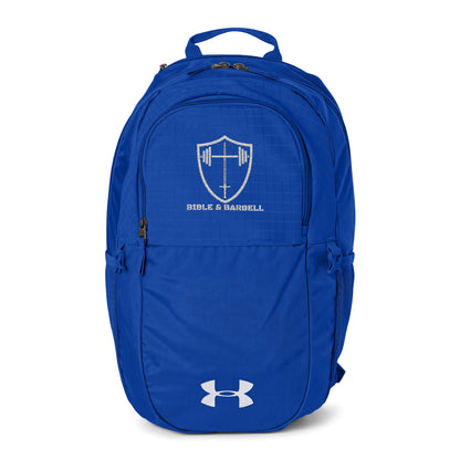 Bible & Barbell Embroidered Shield Logo Backpack — Under Armour All‑Sport Everyday Pack