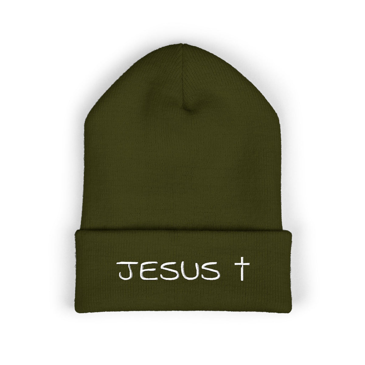 Jesus Embroidered Cuffed Beanie – Christian Faith Knit Hat