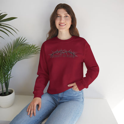 "Christ Is King" Crown of Thorns Christian Pullover Crewneck Sweatshirt