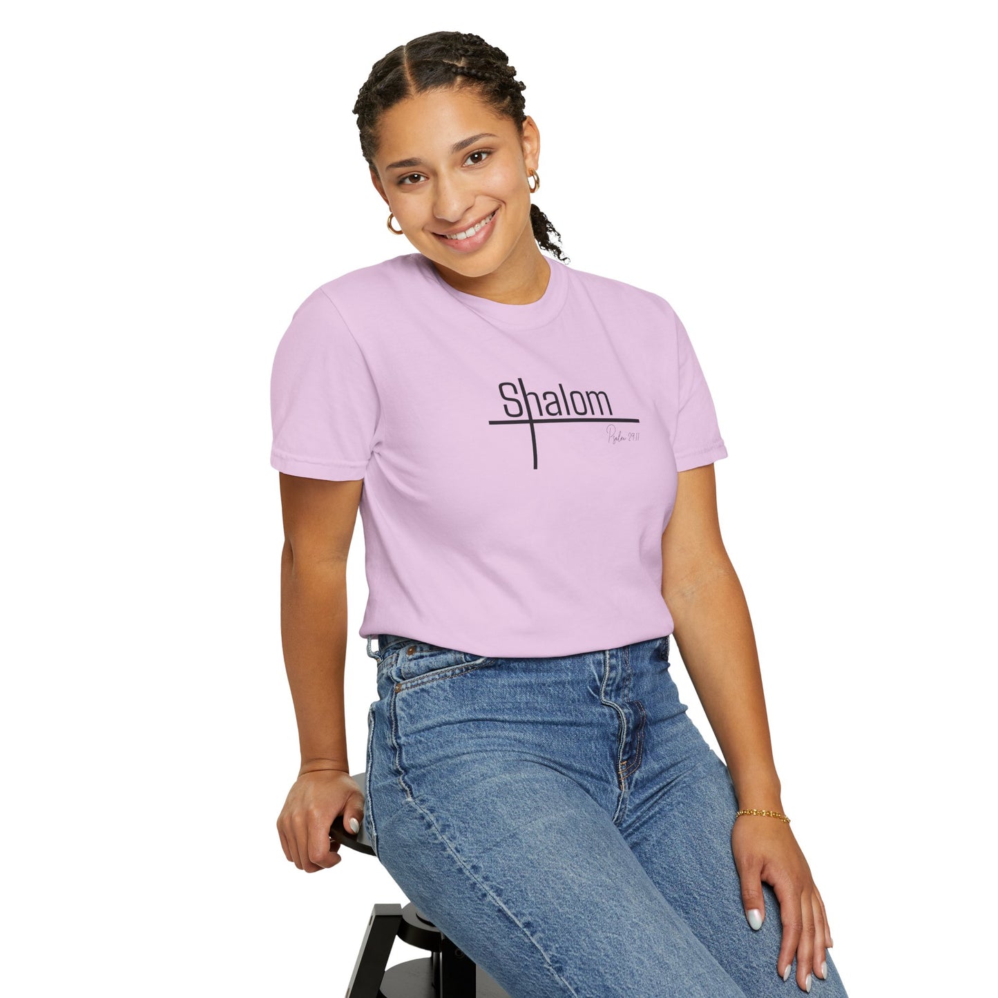 Garment-Dyed T-shirt with 'Shalom' Design