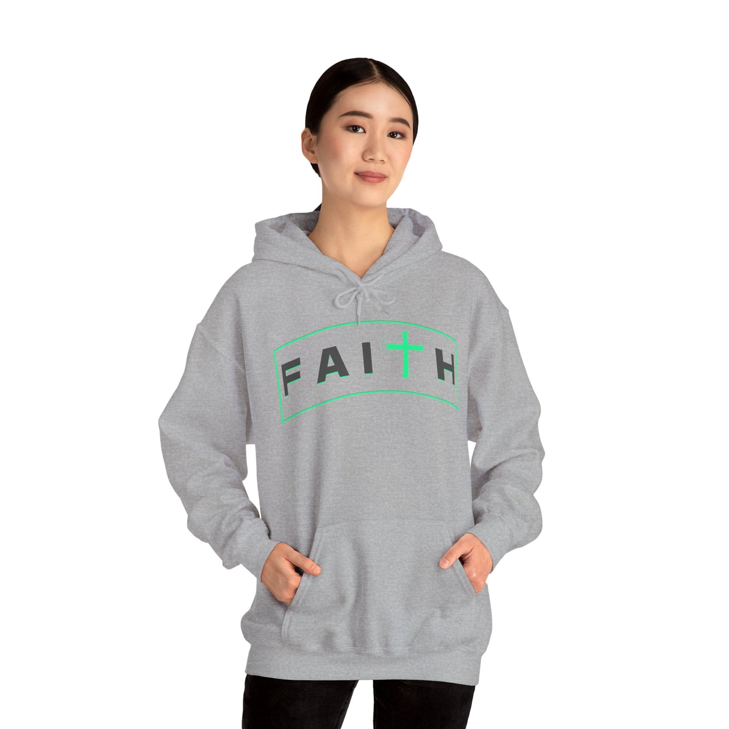 Faith Cross Hoodie – Neon Green Faith Graphic Pullover