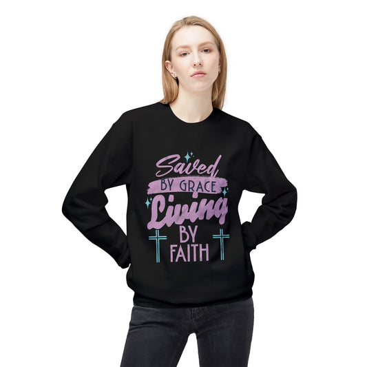 Saved by Grace Living by Faith Crewneck Sweatshirt