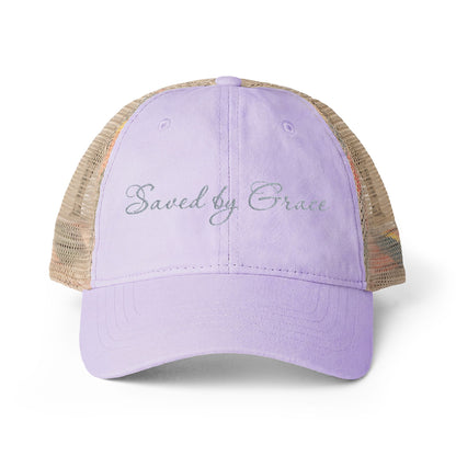 Saved by Grace Women's Washed Mesh-Back Cap