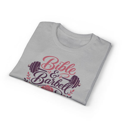 Women's Bible & Barbell Fitness T-Shirt — Christian Gym Workout Tee