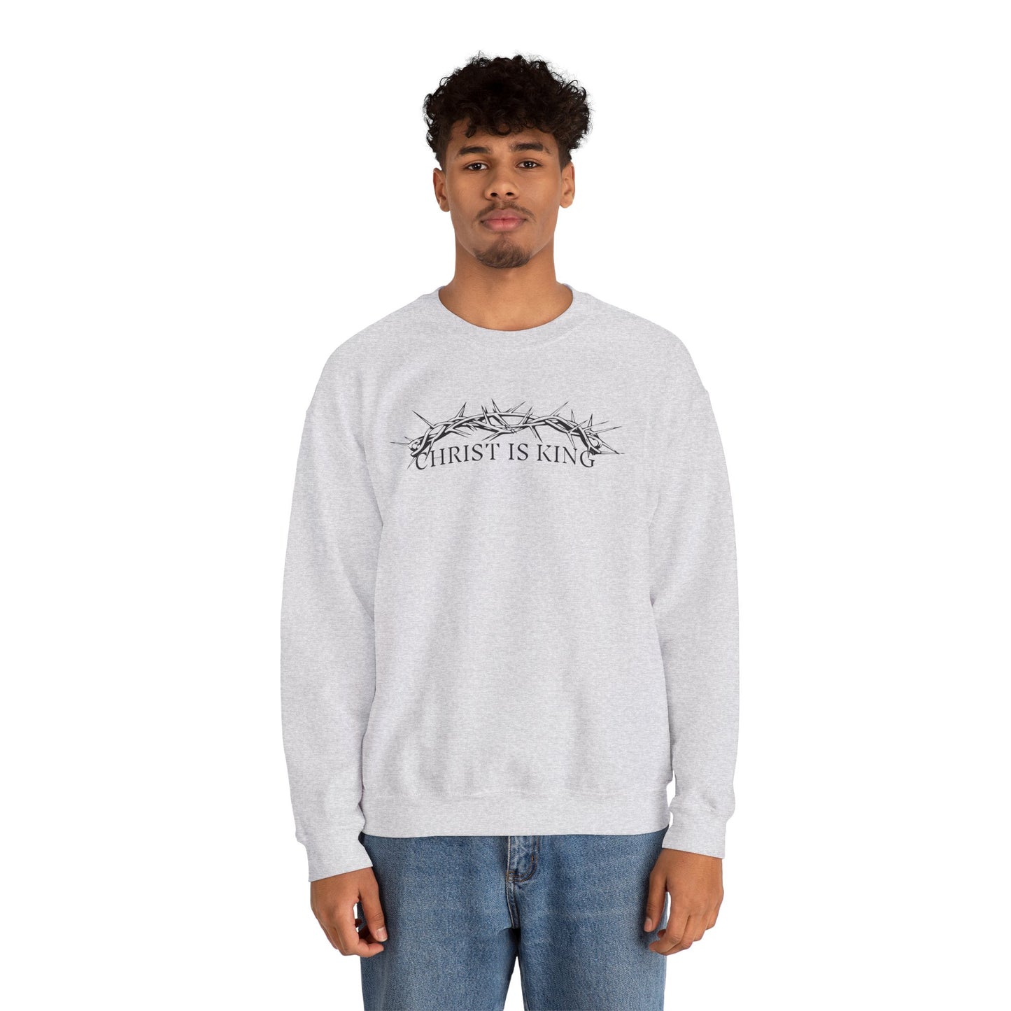 "Christ Is King" Crown of Thorns Christian Pullover Crewneck Sweatshirt