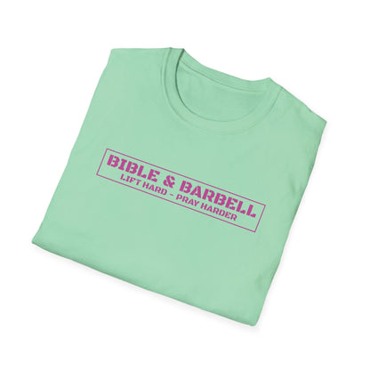 Bible & Barbell Pink Boxed Logo T-Shirt