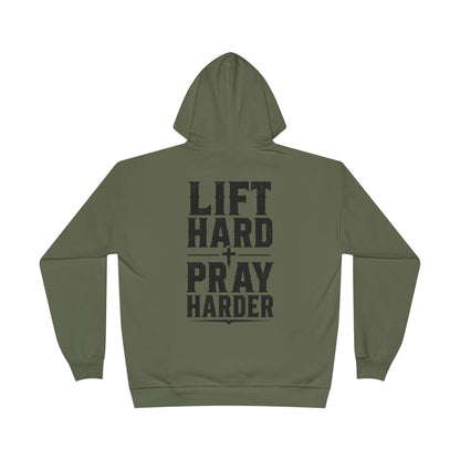 Lift Hard Pray Harder Hoodie — Bible & Barbell Faith Workout Pullover