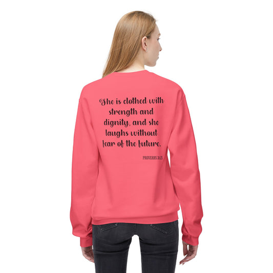 Proverbs 31:25 Empowering Women’s Crewneck Sweatshirt