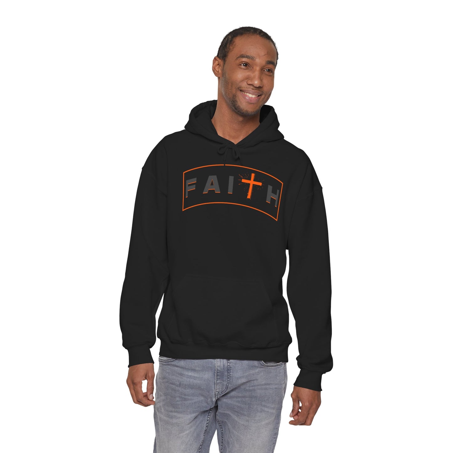 Orange Faith Cross Hoodie