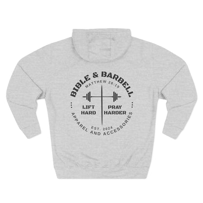 Bible & Barbell Logo Fleece Hoodie | Fitness Gift | Gym Apparel | Christian Hoodie | Workout Wear