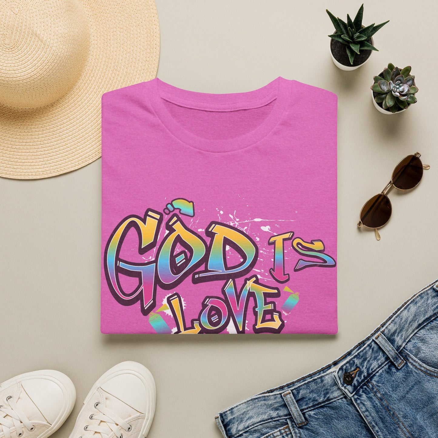 God Is Love T-Shirt — Colorful Graffiti Faith Tee
