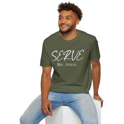 Serve Like Jesus T‑Shirt — Christian Faith Tee for Church, Volunteering & Inspirational Gifts