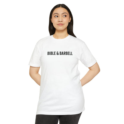 Bible & Barbell T-Shirt — "Lift Hard Pray Harder" Christian Gym Tee