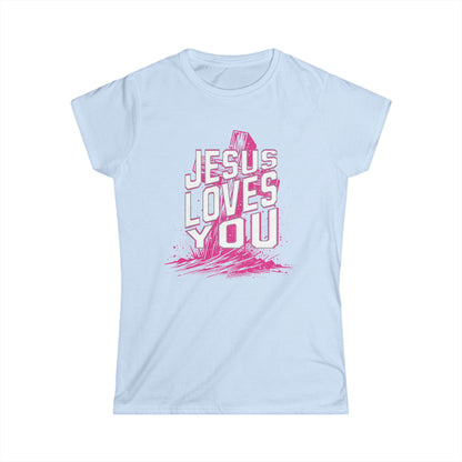 Jesus Loves You Women's Softstyle Tee, Christian T-Shirt, Faith Apparel, Inspirational Gift, Casual Wear, Religious Statement Top