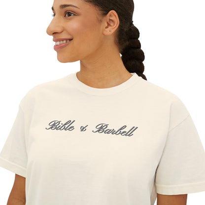 Remember, You Are: Bible & Barbell Women's Boxy Tee — Christian Cross Faith Graphic Shirt