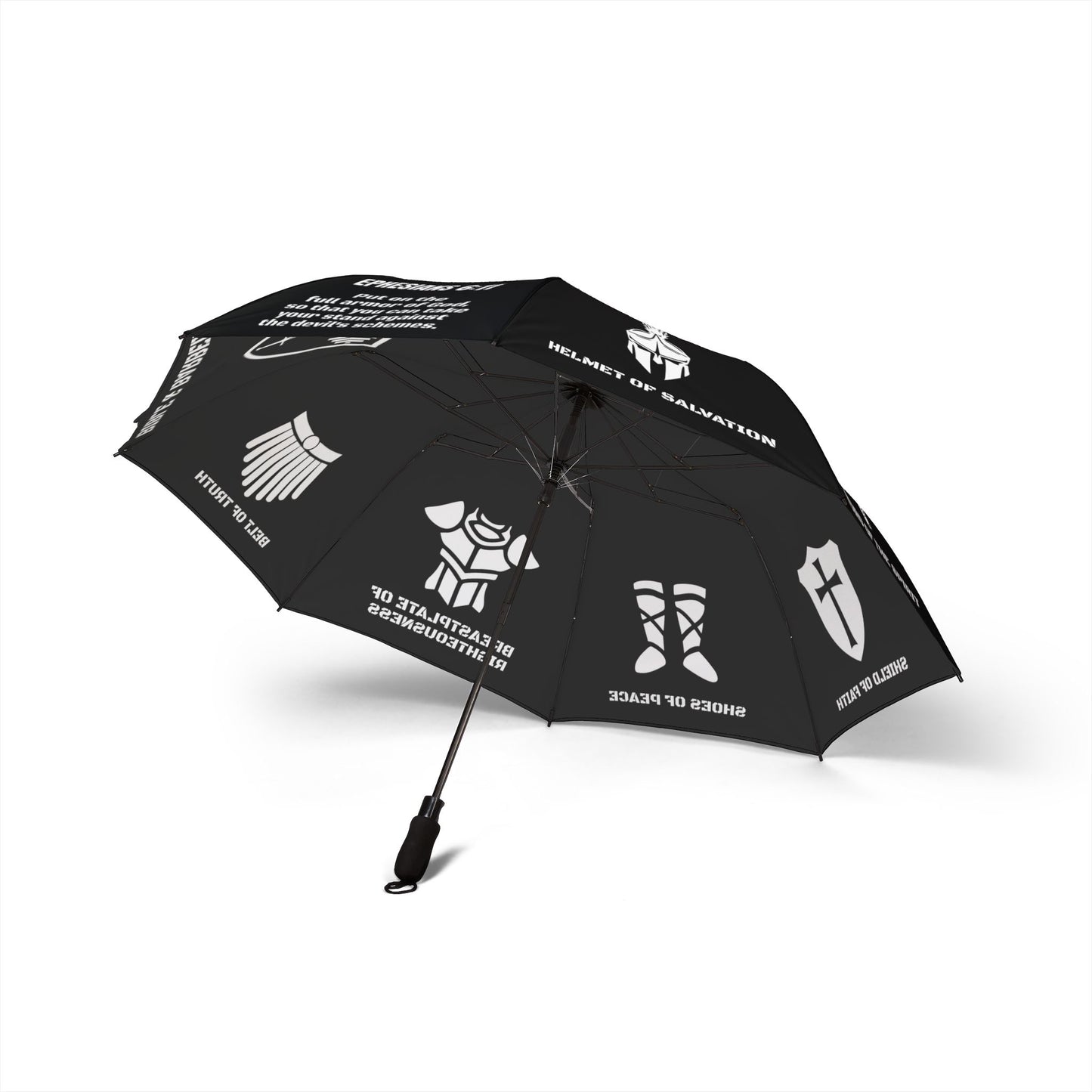 Bible & Barbell - Ephesians 6 Armor of God - Compact Semi-Automatic Foldable Umbrella
