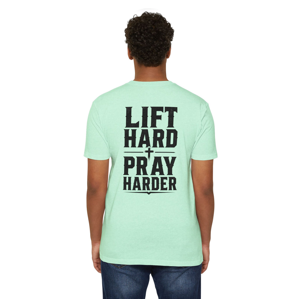 Bible & Barbell T-Shirt — "Lift Hard Pray Harder" Christian Gym Tee
